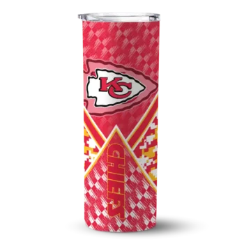 Kansas City Chiefs Skinny Tumbler - Custom Monogram Burst Red White