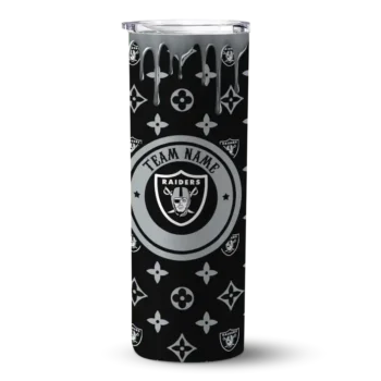 Las Vegas Raiders Skinny Tumbler - Custom Camo Streak Black