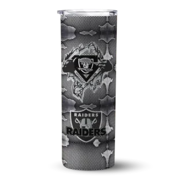 Las Vegas Raiders Skinny Tumbler - Custom Chevron V Black Gray