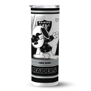 Las Vegas Raiders Skinny Tumbler - Custom Snoopy Dog Black White