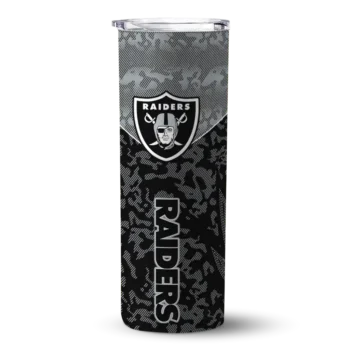 Las Vegas Raiders Skinny Tumbler - Custom Spiral Burst Print Black