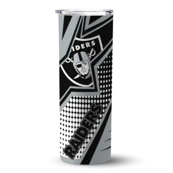 Las Vegas Raiders Skinny Tumbler - Custom Web Stripes Black White