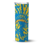 custom-los-angeles-chargers-metallic-grid-blue-skinny-tumbler-best-selling.webp