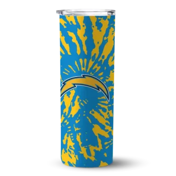 Los Angeles Chargers Skinny Tumbler - Custom Metallic Grid Blue