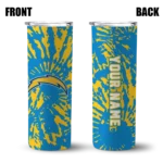 custom-los-angeles-chargers-metallic-grid-blue-skinny-tumbler-best-selling.webp