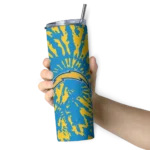 custom-los-angeles-chargers-metallic-grid-blue-skinny-tumbler-best-selling.webp