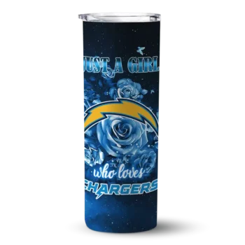 Los Angeles Chargers Skinny Tumbler - Custom Rose Romance Blue Black