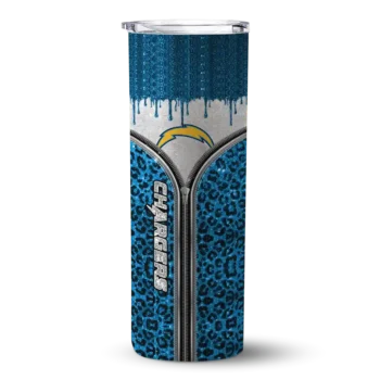 Los Angeles Chargers Skinny Tumbler - Custom Sparkle Drip Blue