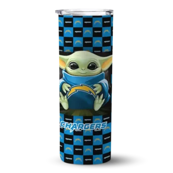 Los Angeles Chargers Skinny Tumbler - Custom Yoda Cozy Blue Black
