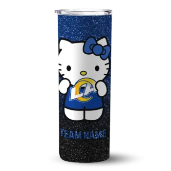 Los Angeles Rams Skinny Tumbler - Custom Hello Kitty Blue Black