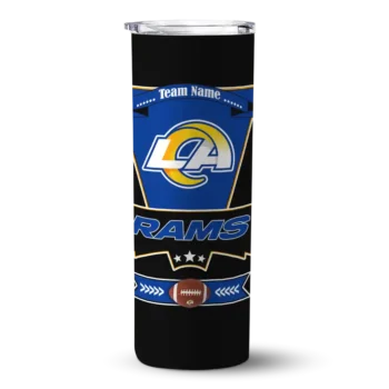 Los Angeles Rams Skinny Tumbler - Custom Helmet Belt Blue Black