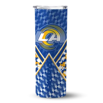 Los Angeles Rams Skinny Tumbler - Custom Monogram Burst Blue White
