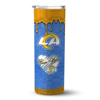 Los Angeles Rams Skinny Tumbler - Custom Pixel Fade Blue