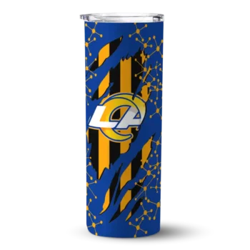 Los Angeles Rams Skinny Tumbler - Custom Star Pop Blue Black