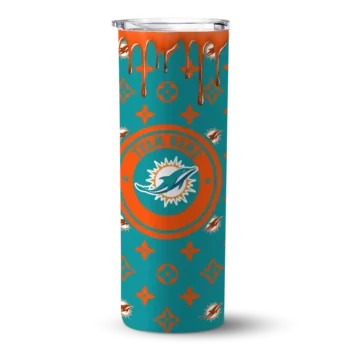Miami Dolphins Skinny Tumbler - Custom Camo Streak Aqua