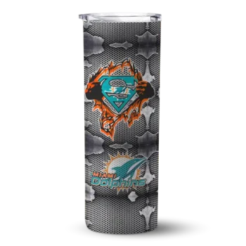 Miami Dolphins Skinny Tumbler - Custom Chevron V Aqua Gray