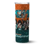 custom-miami-dolphins-kiss-band-orange-skinny-tumbler-best-selling.webp