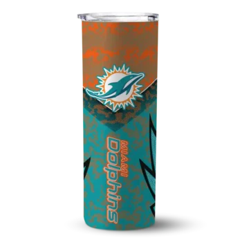 Miami Dolphins Skinny Tumbler - Custom Spiral Burst Print Aqua
