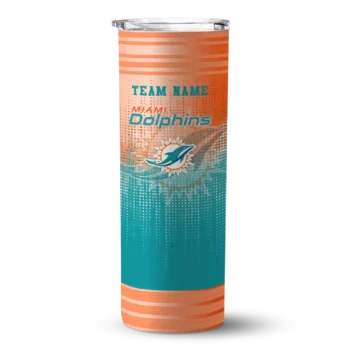 Miami Dolphins Skinny Tumbler - Custom Swirl Texture Aqua