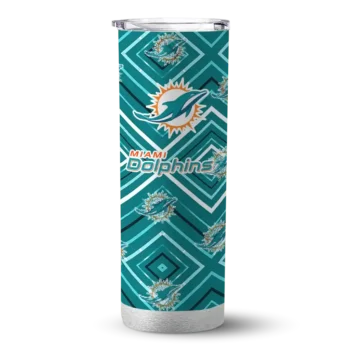 Miami Dolphins Skinny Tumbler - Custom Zipper Leopard Aqua