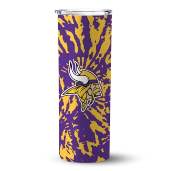 Minnesota Vikings Skinny Tumbler - Custom Metallic Grid Purple
