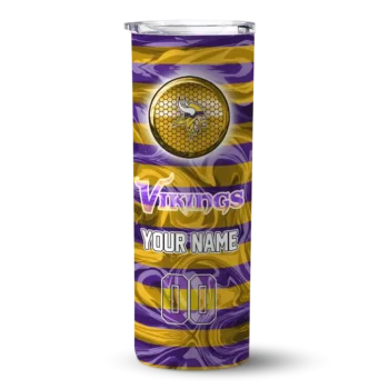 Minnesota Vikings Skinny Tumbler - Custom Patterned Waves Purple