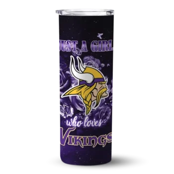 Minnesota Vikings Skinny Tumbler - Custom Rose Romance Purple Black