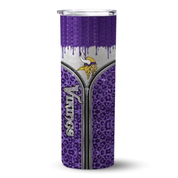 Minnesota Vikings Skinny Tumbler - Custom Sparkle Drip Purple