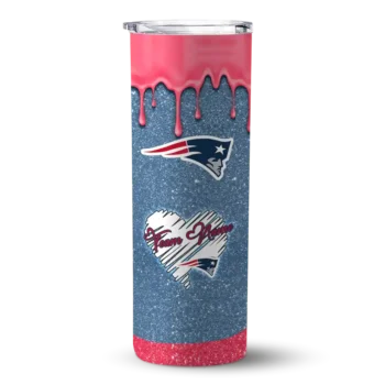 New England Patriots Skinny Tumbler - Custom Pixel Fade Blue