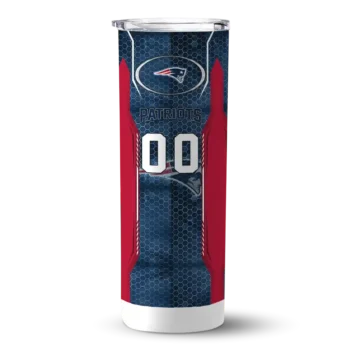 New England Patriots Skinny Tumbler - Custom Stacked Diamond Blue