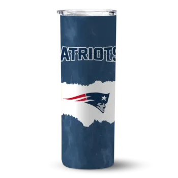 New England Patriots Skinny Tumbler - Custom Torn Band Blue White