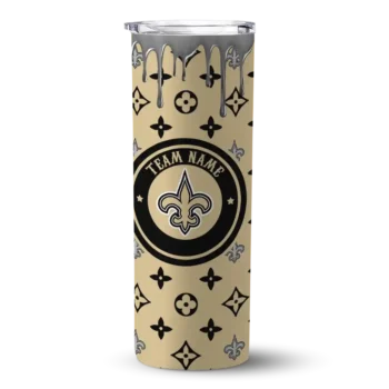 New Orleans Saints Skinny Tumbler - Custom Camo Streak Gold