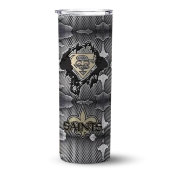 New Orleans Saints Skinny Tumbler - Custom Chevron V Gold Gray