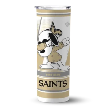 New Orleans Saints Skinny Tumbler - Custom Snoopy Dog Gold White