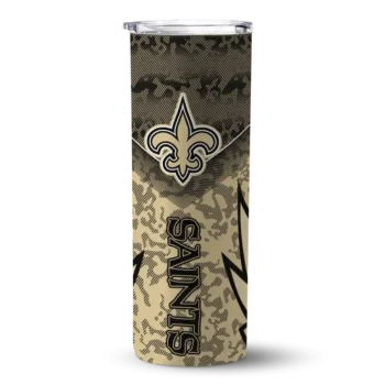 New Orleans Saints Skinny Tumbler - Custom Spiral Burst Print Gold