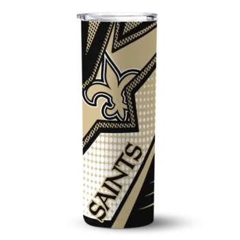 New Orleans Saints Skinny Tumbler - Custom Web Stripes Gold White