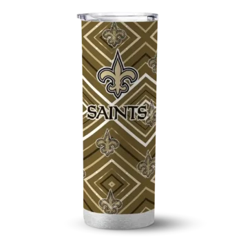 New Orleans Saints Skinny Tumbler - Custom Zipper Leopard Gold