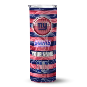 New York Giants Skinny Tumbler - Custom Patterned Waves Blue