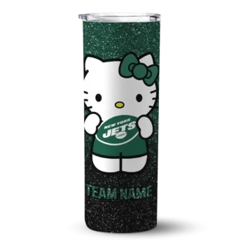 New York Jets Skinny Tumbler - Custom Hello Kitty Green Black