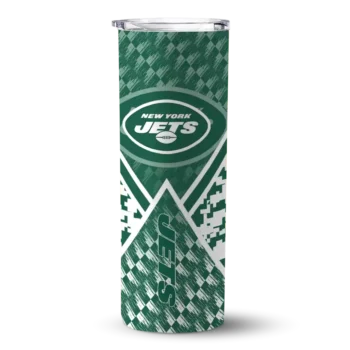 New York Jets Skinny Tumbler - Custom Monogram Burst Green White