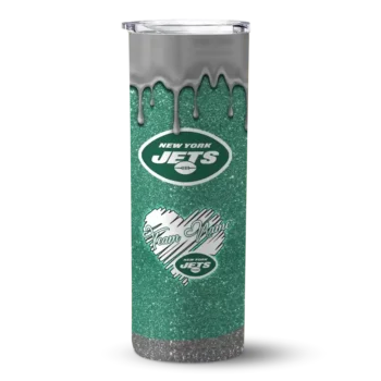 New York Jets Skinny Tumbler - Custom Pixel Fade Green