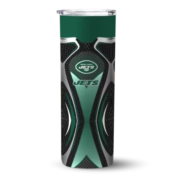 New York Jets Skinny Tumbler - Custom Superman Emblem Green Black