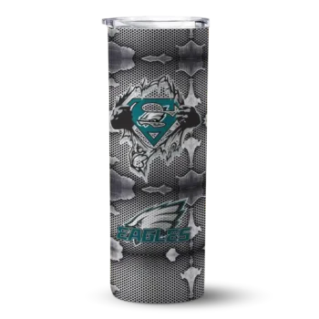 Philadelphia Eagles Skinny Tumbler - Custom Chevron V Green Gray