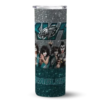 Philadelphia Eagles Skinny Tumbler - Custom Kiss Band Silver