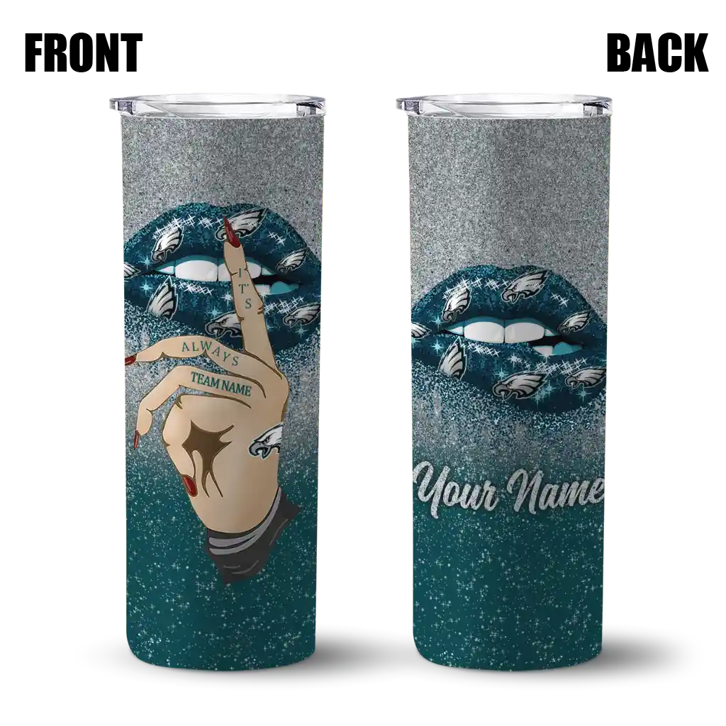 custom-philadelphia-eagles-sparkle-lips-green-skinny-tumbler-fashion-forward.webp