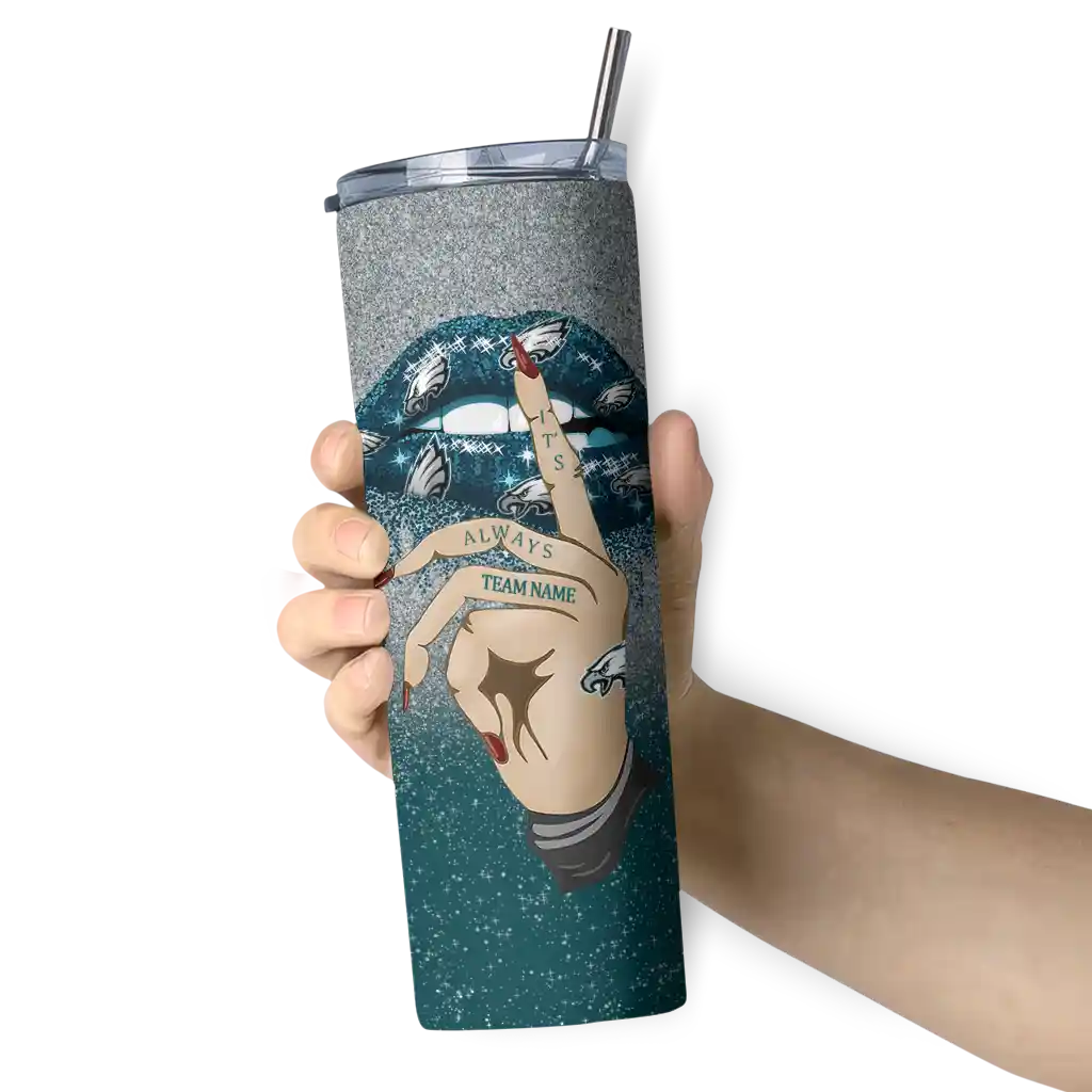 custom-philadelphia-eagles-sparkle-lips-green-skinny-tumbler-premium-grade.webp