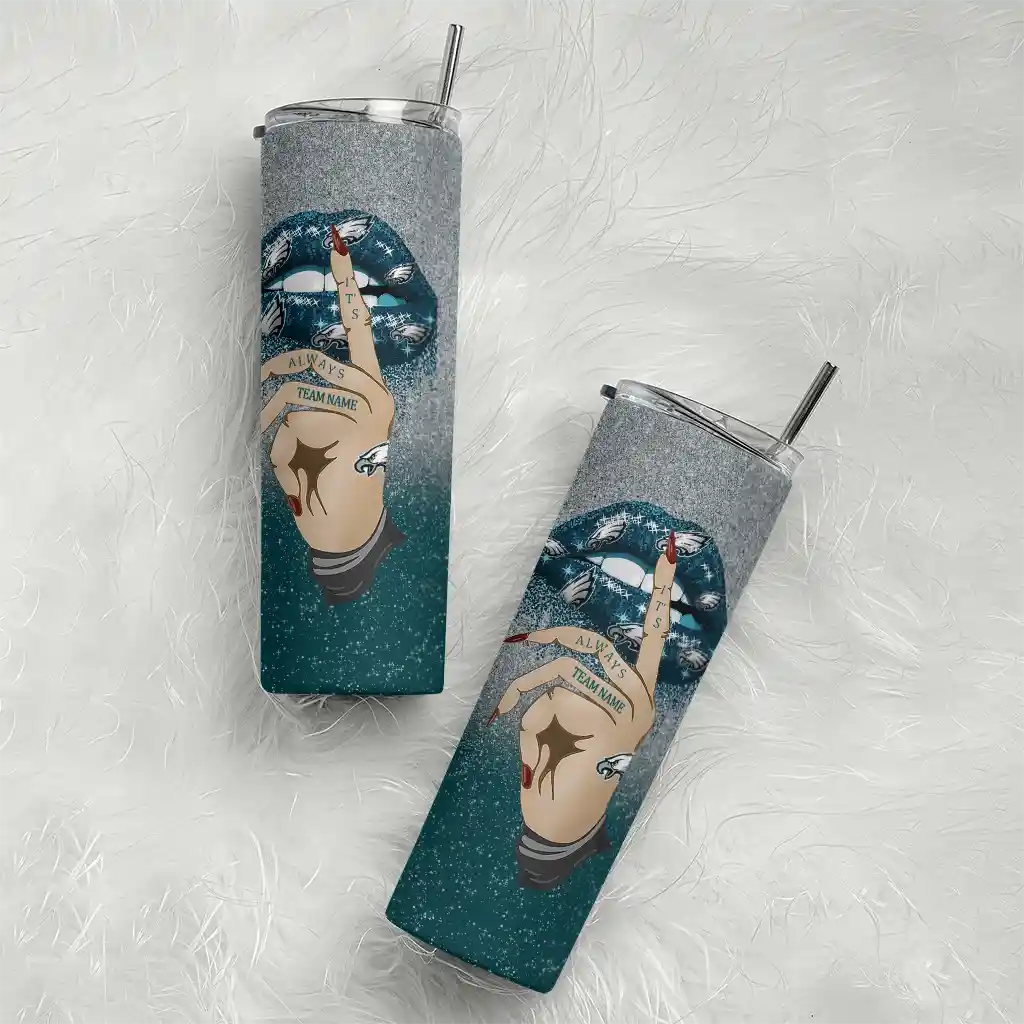 custom-philadelphia-eagles-sparkle-lips-green-skinny-tumbler-top-rated.webp