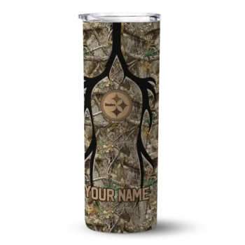 Pittsburgh Steelers Skinny Tumbler - Custom Antler Flow Camo