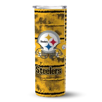 Pittsburgh Steelers Skinny Tumbler - Custom Chevron Patch Gold