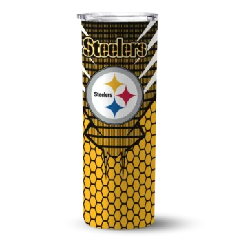 Pittsburgh Steelers Skinny Tumbler - Custom Chevron Stripes Gold